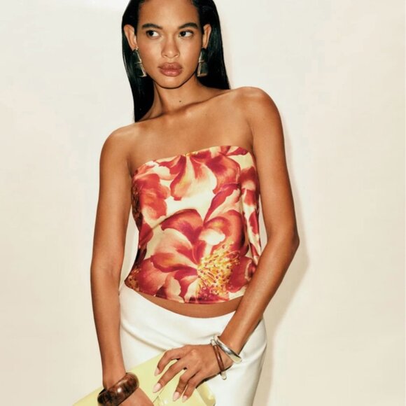 Reformation Tops - Reformation Spritz Silk Top - Summer Day